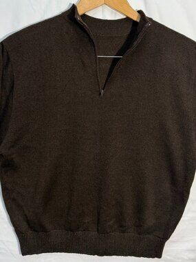 Vintage San Remo by Laura Knits Sweater Womens Brown Quarter Zip Made USA